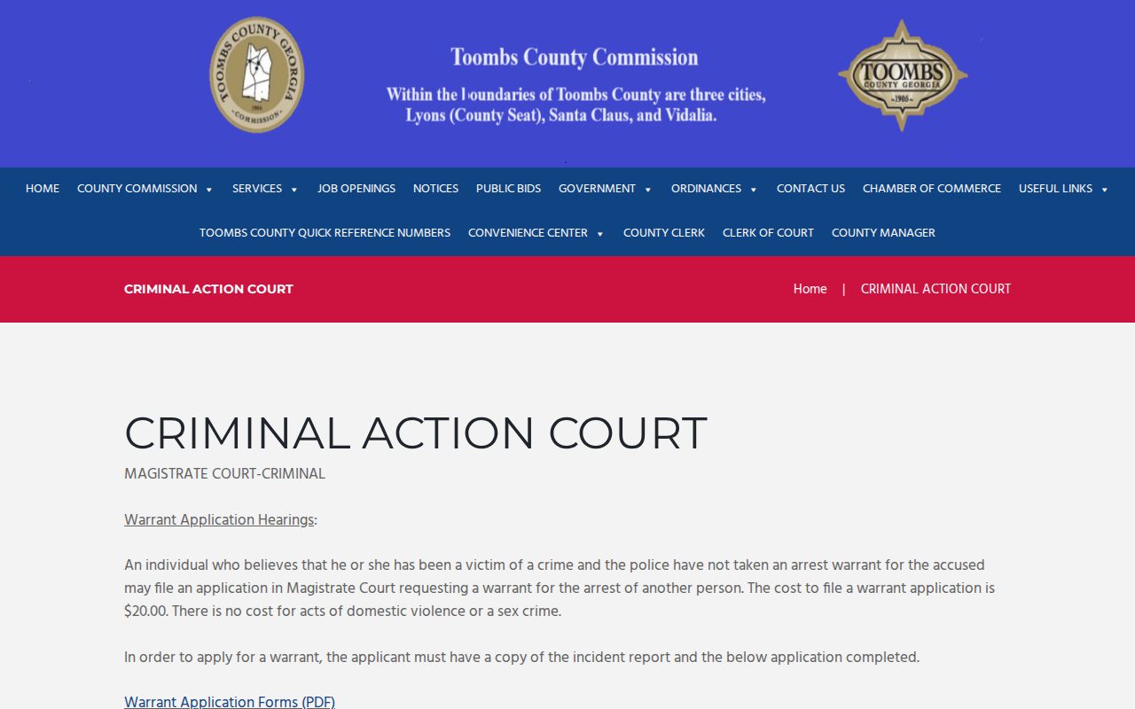 Toombs County bench warrant hearing information