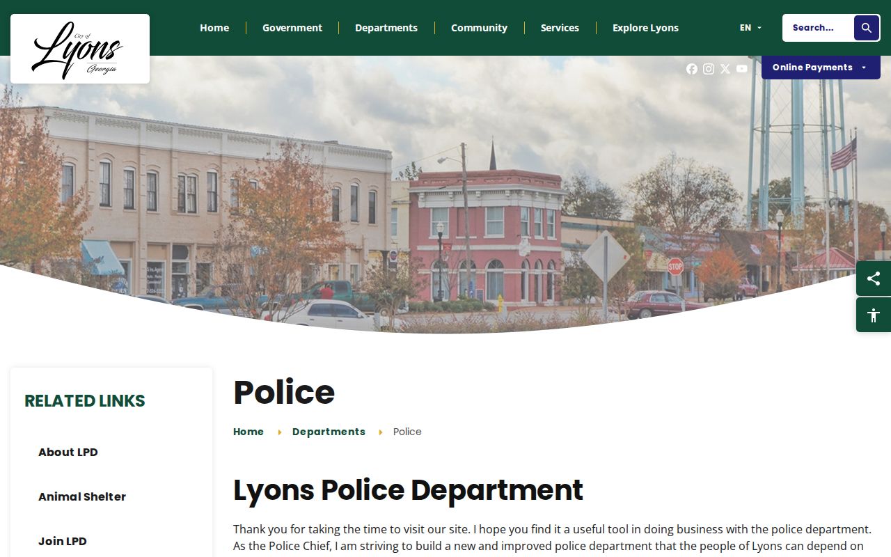 Toombs County municipal court warrant contact route through Lyons Police